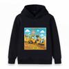 Kids Happy Birthday Construction Truck Hoodie Cartoon Excavator Skid Steer Print Pullover for Boys Girls Casual Party Sweatshirt