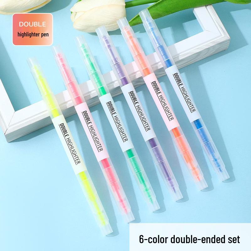 Double-Ended Fluorescent Highlighter & Watercolor Marker Pen for Students