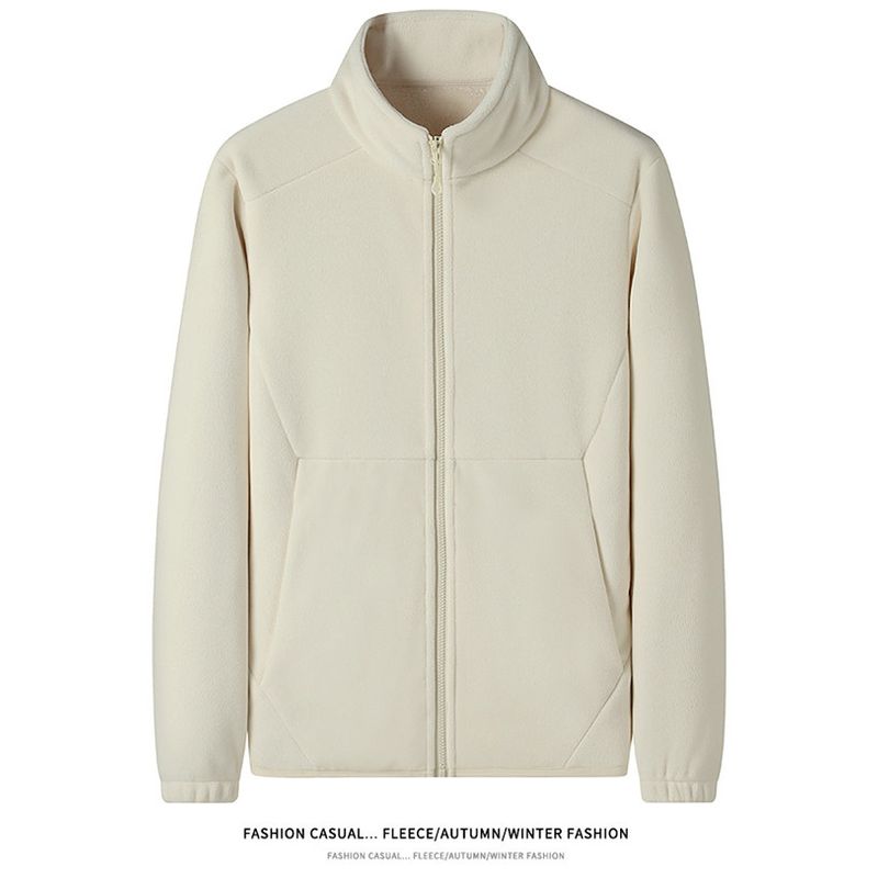 Berber Fleece Outerwear Men's Winter Fleece-lined Thickened Stand Collar Cardigan Double-sided Polar Fleece Hoodie Foreign Trade Men's Clothing Jacket