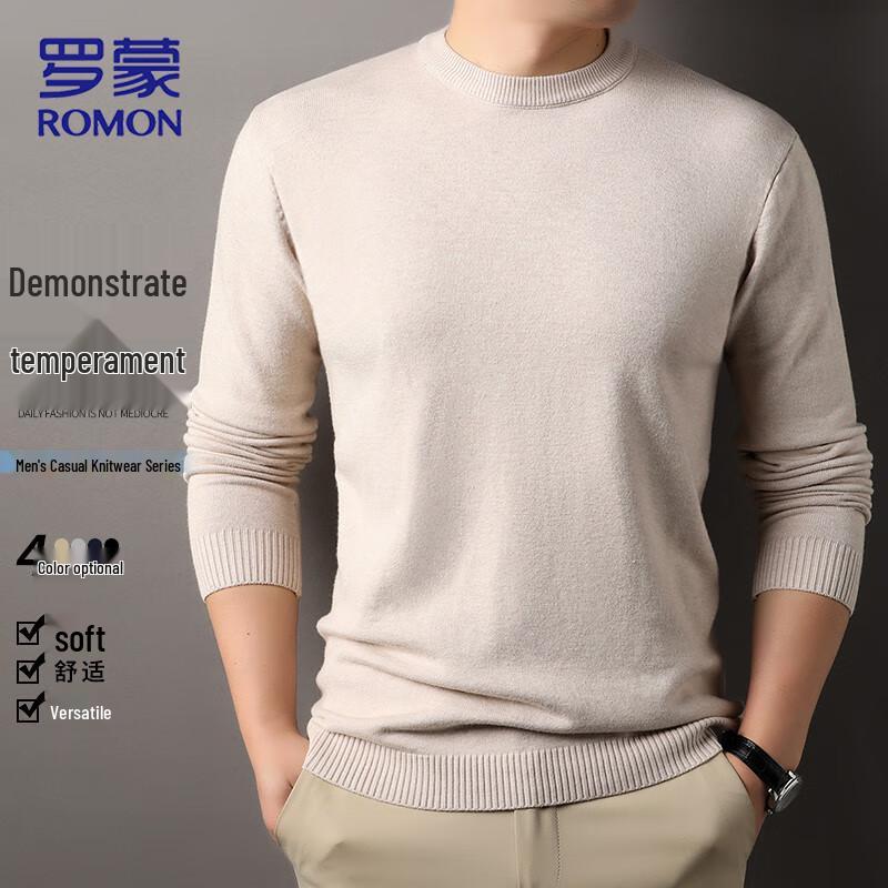 ROMON Men's Slim Fit Warm Round Neck Knit Sweater