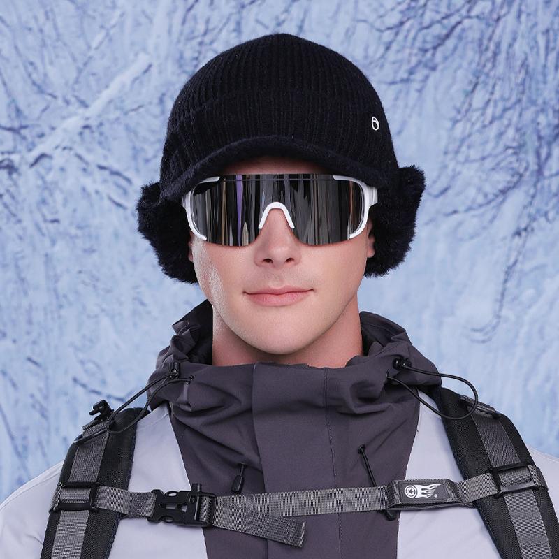 Winter Ohrenschutzkappe Herren Kältefest Warm Gestrickte Baseballkappe Outdoor Reiten Fleece Mütze