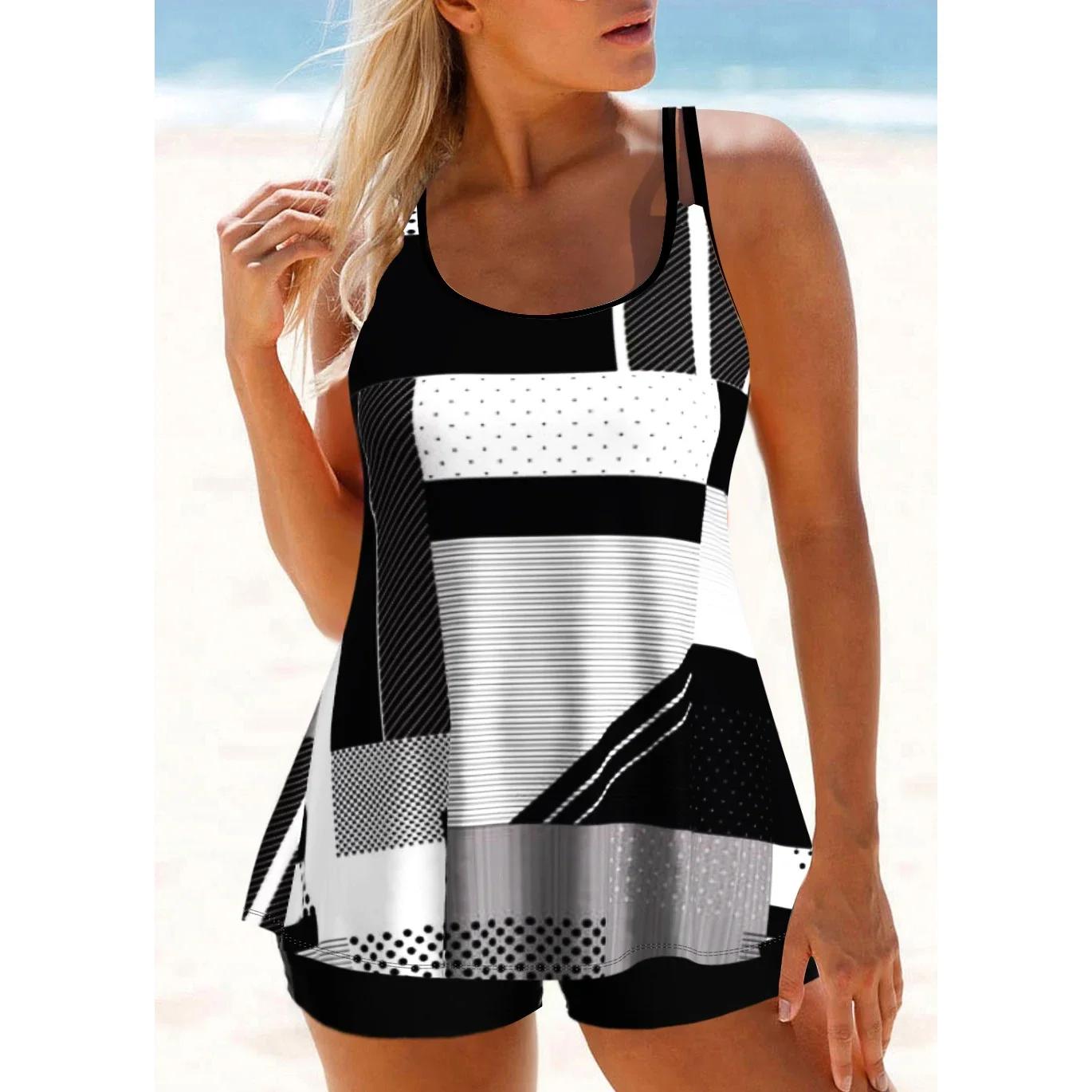 

Высококачественный женский комплект бикини из двух частей, классический купальник с принтом в виде сетки, пляжное платье-купальник для отдыха S-6XL XL