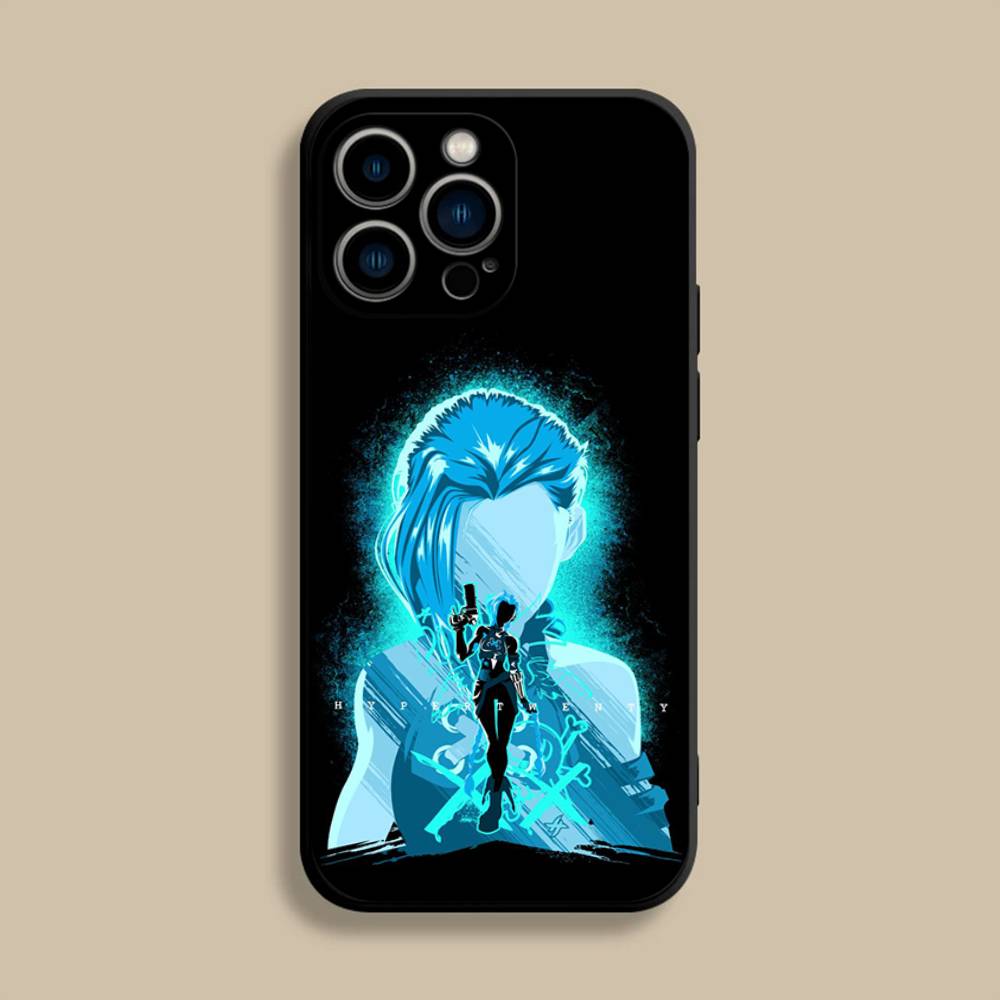 Anime Arcane Jinx Vi Phone Case For iPhone 17,16,15,14,13,12,Pro,Max,Plus,E,SE4,Air,Mini Black Soft Cover
