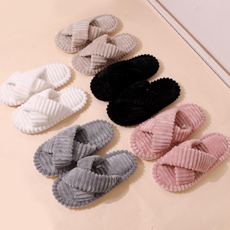 Plush Cotton Slippers: Cozy Indoor Footwear for Women & Men - High-End Fur for Autumn & Winter