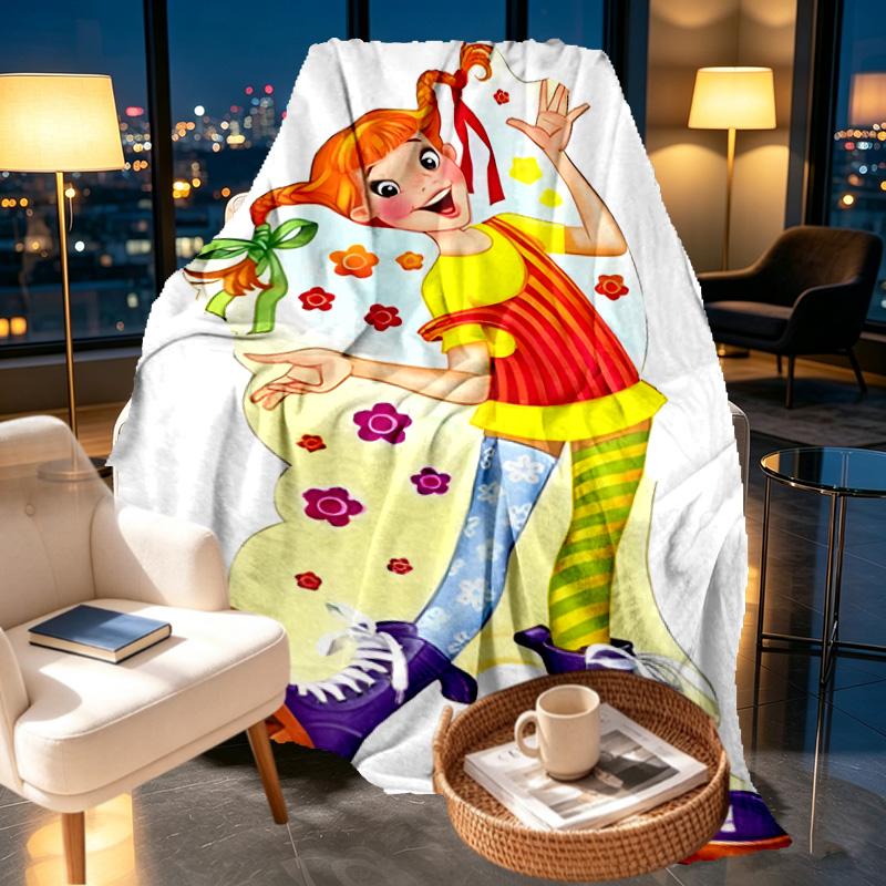 Pippi Longstocking Print Blanket - Soft & Comfortable, for Bedroom, Travel, Sofa, Home Decoration - Birthday Christmas Gift for Friend