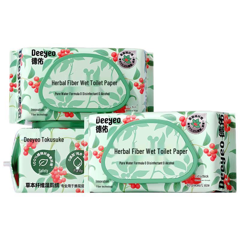 DeYou Coral Grass Wet Toilet Paper Wipes 80 Sheets x 3 Packs