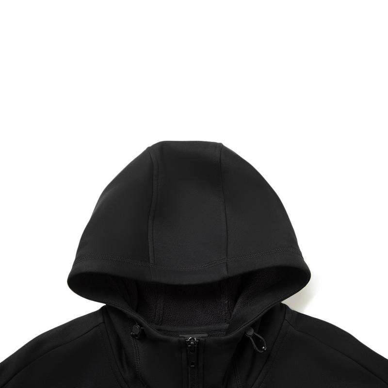 Li Ning CF Suo Fleece Warm Anti-Static Loose Hooded Sweatshirt Men Sweatshirt Black AWDV915-2