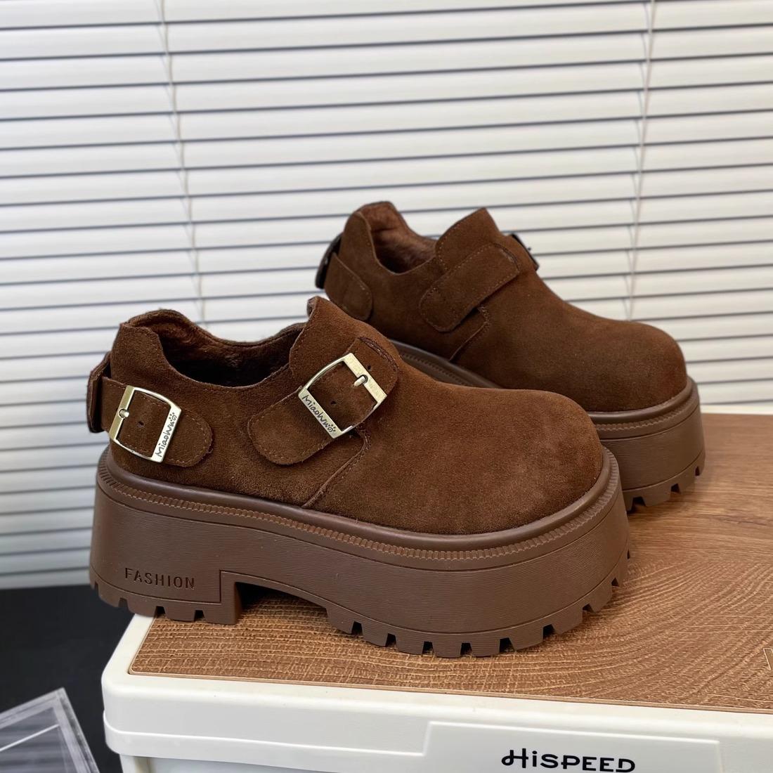 

Женские леопардовые мокасины на платформе с мехом, зимние замшевые плюшевые туфли на высоком каблуке 2025 года, трендовая повседневная мода, женские ботинки 35