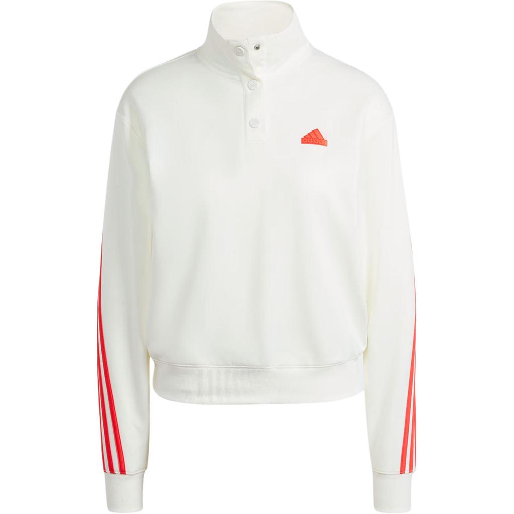 Adidas Half-Zip Sports Casual Long Sleeve Sweatshirt Women Sweatshirt Han-Jade-White IT4826