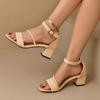 Summer Fashion Women's Sandals Medium High Heel Outdoor Sandalias Elegant Wedding Shoes Bridal Buckle Strap Gladiator Sandals