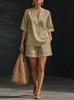 1116 summer new European and American V-neck short-sleeved shorts two-piece fashion loose casual suit women