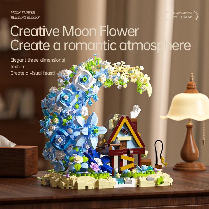 Non-Toxic Creative Micro Particle Building Blocks Moon Flower And Tree House Building Blocks Exquisite Desktop Decoration Gift For Kids