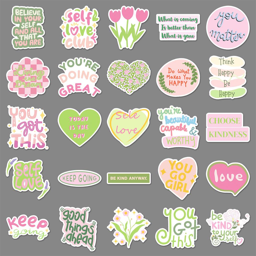 50 Danish Flour Inspirational English Graffiti Stickers Personalized Decoration Mobile Phone Computer Water Cup Stickers