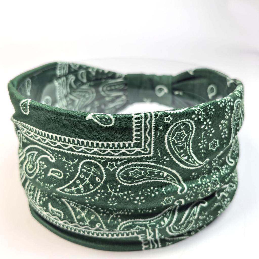 Bohemian Style Elastic Sports Headband: Women's Wide Edge Cashew Flower Headscarf