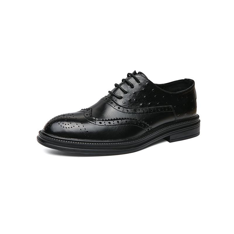 Men's Large Oxford Brogue Leather Shoes - Spring/Autumn Formal British Style