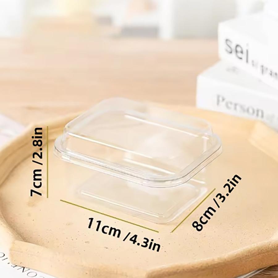 Rectangle Plastic Cake Box with Lid 50Packs Transparent Cake Cups Tiramisu Dessert Cake Packaging Box with Lid Wedding Party