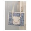 Tote Bag for Women In Spring and Summer New Sea Salt Blue Jacquard Cloth Shoulder Bag Large Capacity Commuting Bag