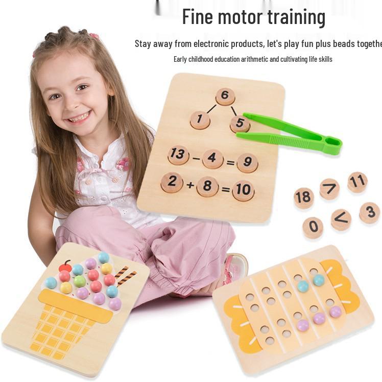 Montessori Color Matching Bead Clip Game: Kindergarten Ten-Frame Math Teaching Aid