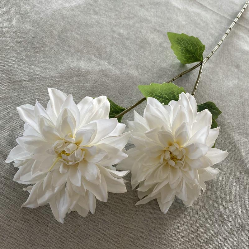 

Long Stem 2 Head Dahlia Artificial Silk Flowers For Wedding Home Decor Photo Props Diy Cream