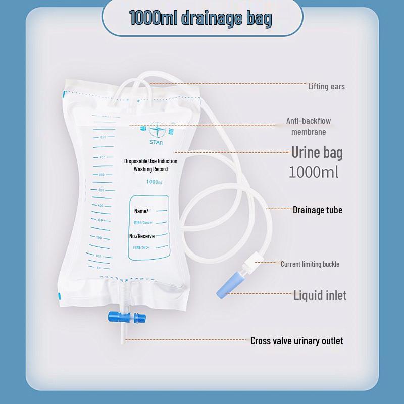 Anti-Reflux Drainage Bag for Men, Women, Elderly - Thickened, Lengthened Catheter Bile Urine Collection