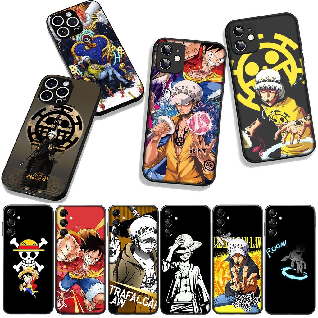 for Samsung Galaxy A25 A37 A57 A12 A14 A50 A51 A70 A71 A72 A21S A04 M15 Note 20 9 8 10 Case One Piece Trafalgar Water Law Luffy