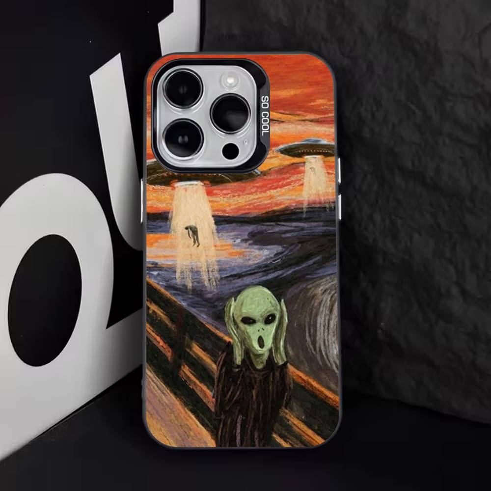 

Космический НЛО Инопланетная Штука Смешной Чехол Для Телефона Для iPhone 17,16,15,14,13,12,11,Pro,XS,Max,Plus,Mini,SE4,E IMD Матовый Черный iPhone16