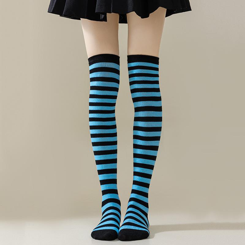 Halloween Long Striped Knee High Stocking Anime Witch Socks Women Party Costume Prop Xmas Dress Up Accessories Daily Wear Thin