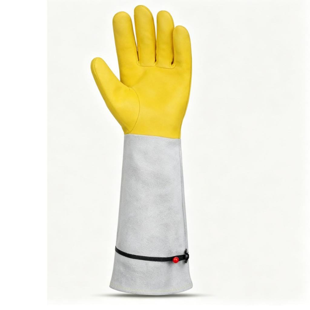 2pcs Rose Pruning Gloves Goatskin Pigskin Leather Anti Slip Thorn Proof Long Gardening Gloves with Elastic Wrist Straps