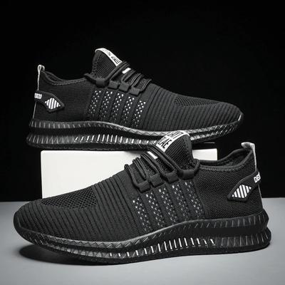 Moda Moda Tênis Leves Homens Sapatos Casuais Respiráveis Calçados Masculinos Com Cadarço Sapatos de Caminhada Sapatos Atléticos para Homens Sapatos Pretos