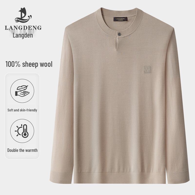 Lang Deng Men s Pure Wool Round Neck Knit Sweater XL