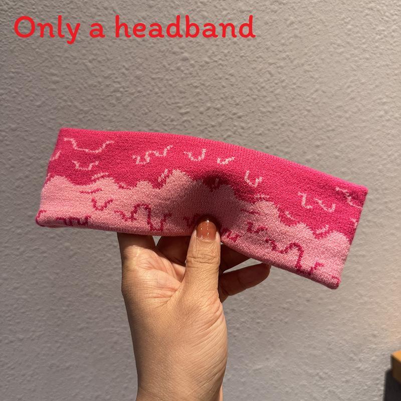 Vintage Inspired Womens Sport Headband With Wave Design For Gym And Daily Active Wear Rose Pink