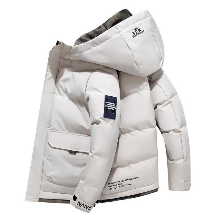 Hooded Winter Coat for Men Thickened Padded Warm Down Cotton Jacket