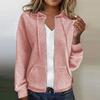 Women's Solid Color Zipper Hooded Cardigan Long Sleeved Sweatshirt Jacket