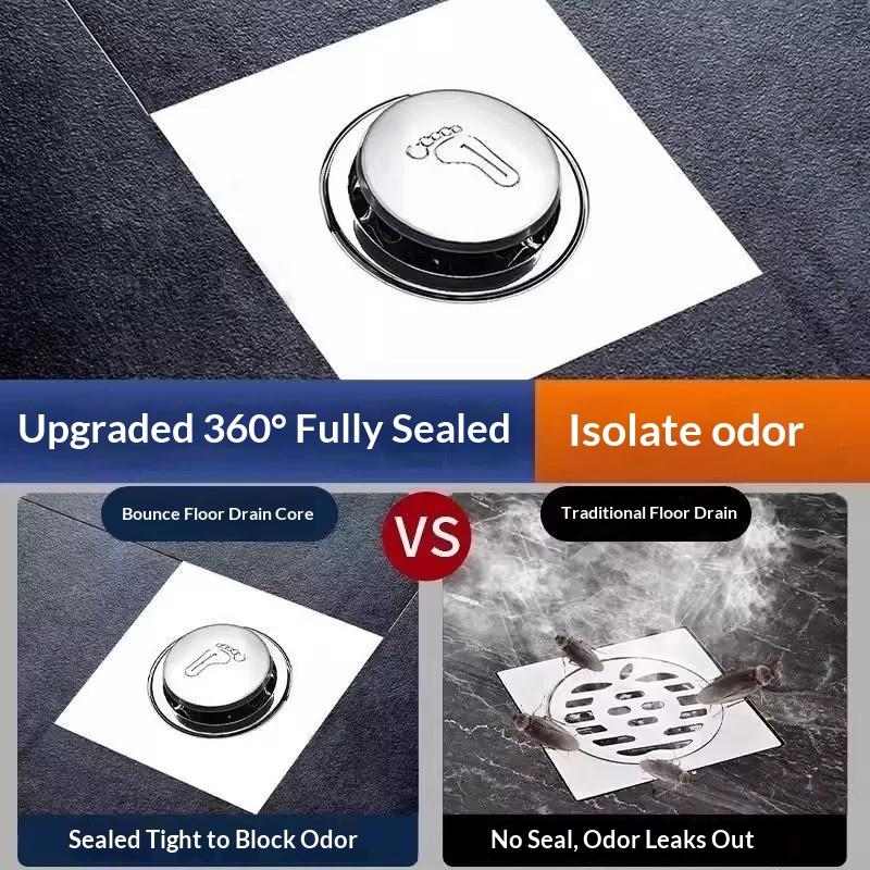 Stainless Steel Floor Drain Odor-Proof Sealing Cover For Bathroom Press-And-Step-Type Spring Core Multi-Functional Pedal