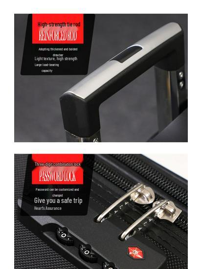 Trendiger großer Trolley-Koffer aus Oxford-Gewebe mit Zahlenschloss - Unisex Canvas und Leder, Koreanischer Stil