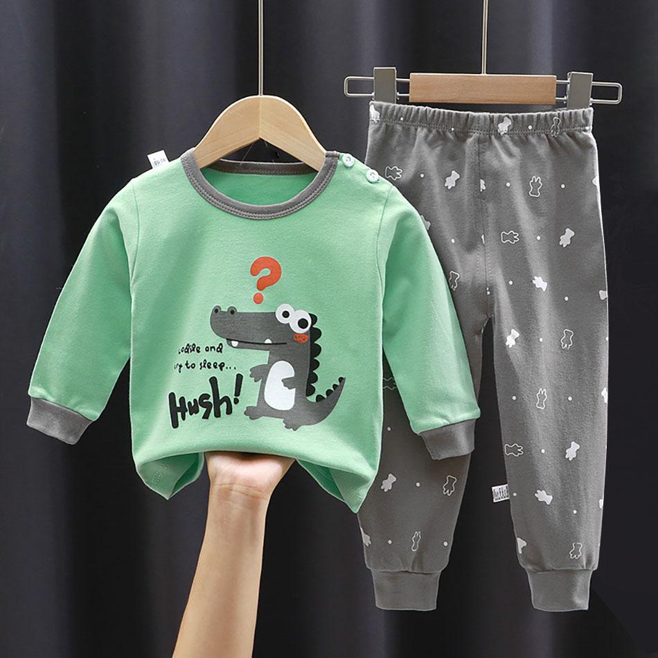 Seturi Pijama Copii Unisex Moale Confort Desen Animat Dinozaur Set Haine Ținută Potrivit Băieți Fete Perfect pentru Toamnă Iarnă