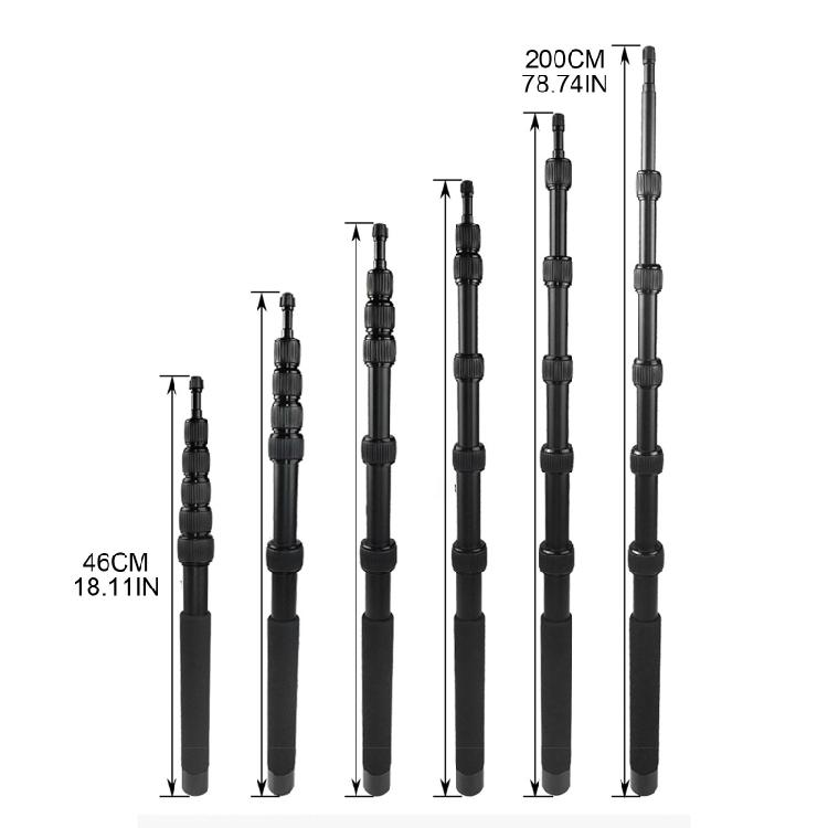 6-teiliger ausziehbarer Mikrofonarmstange für Filmaufnahmen mit 1/4" / 3/8" Gewinden