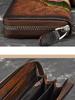 Johnature Handmade Vintage Genuine Leather Ladies Clutch Bags Female Purse Women Floral Zipper Standard Wallets