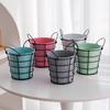 Storage Bucket with Iron Frame Hanging Planter Basket Balcony Flower Pot Hanger Home Decoration Vase with Handle for Living Room Courtyard