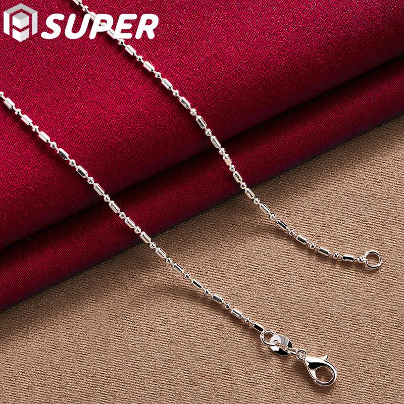 925 Sterling Silver Bamboo Chain Necklace 45cm Wedding Fashion Jewelry
