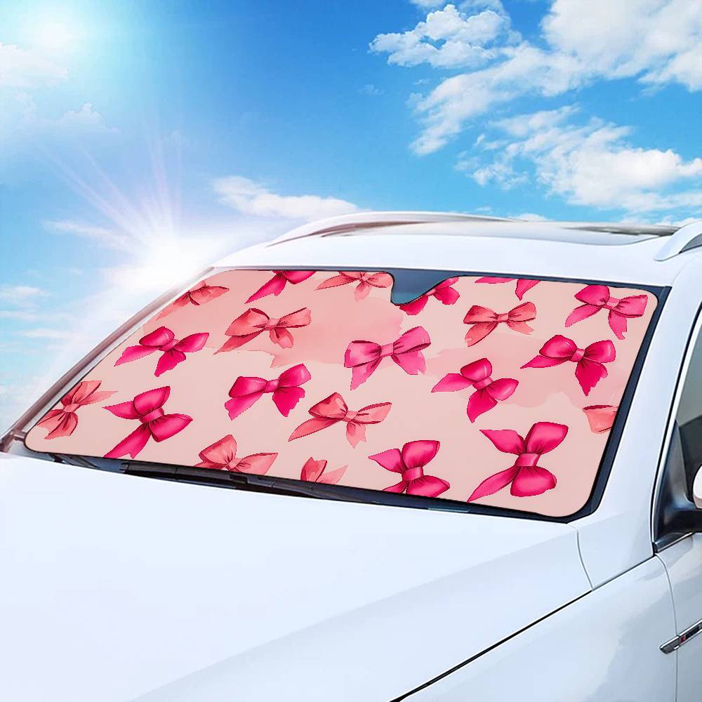 

Pink Bow Cartoon Window FoilsHeated Windshield Sunshade Car Front Window Visor Car Solar Protect Tools z5