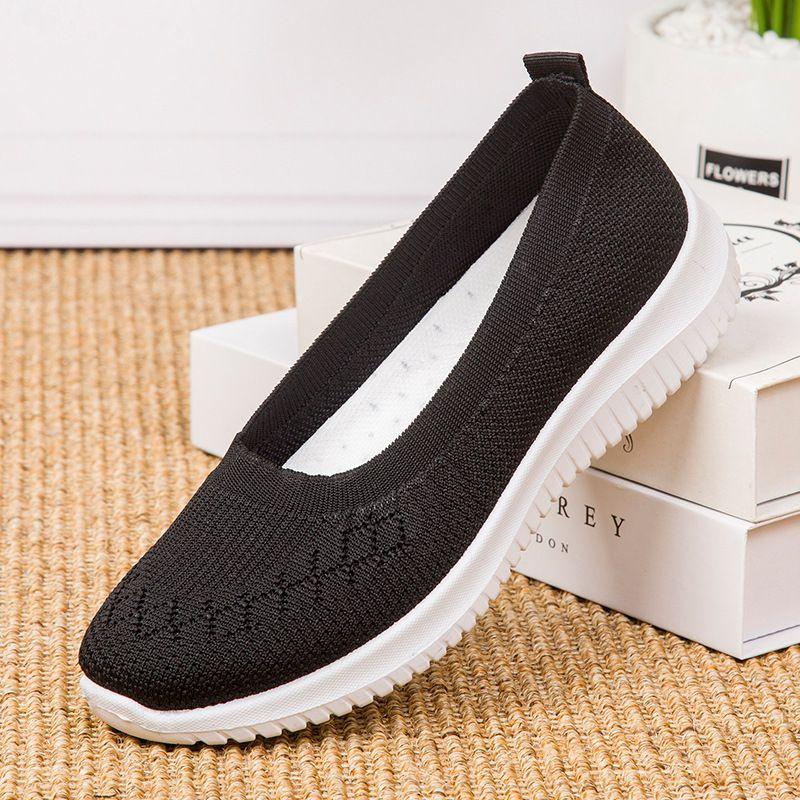 Stylish Knitted Casual Sneakers Women's Breathable Hollow Mesh Shoes