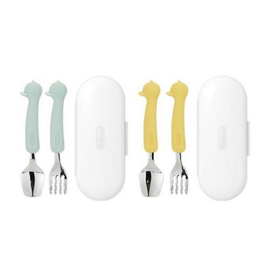 Edison Baby Soft Silicone Spoon & Fork Set with Case (2sets)