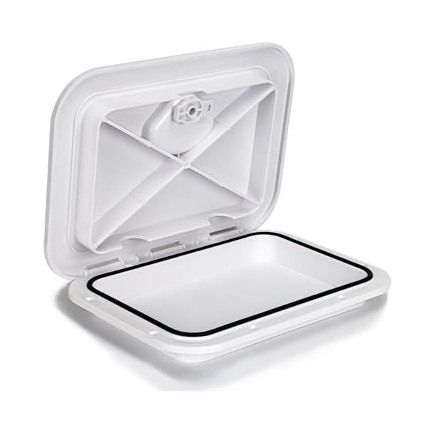 Marine Deck Access Hatch 10.63 ×14.76 White/Black Rectangle Boat Hatch & Lid,Boat Deck Hatch Lids