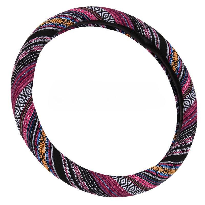 38CM Ethnic Style Coarse Linen Car Steering Wheel Cover Trendy Personalized Handle Wrap for Car Steering Wheels & Accessories