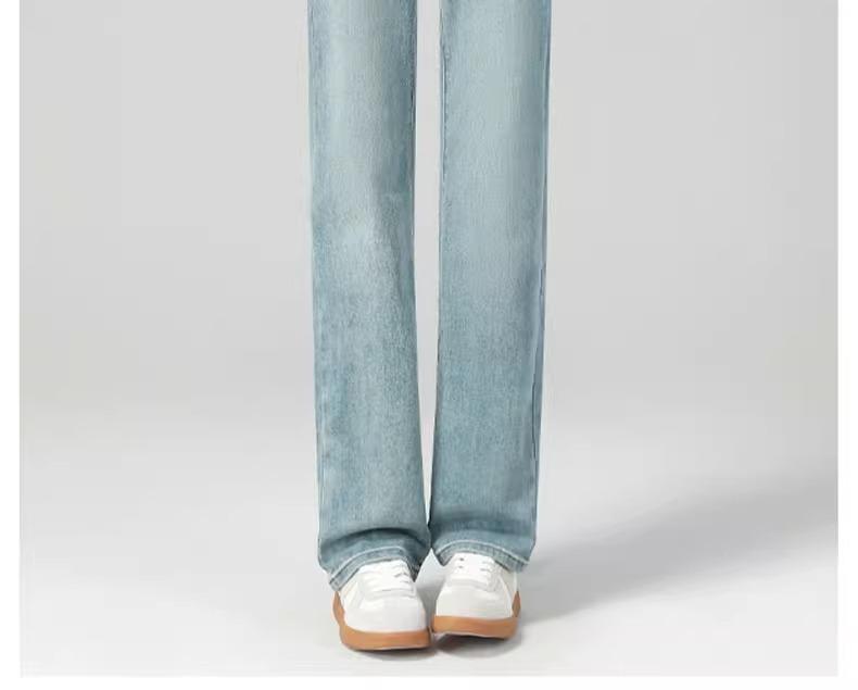 Women's 2025 New Spring/Autumn Slimming High Waist Straight-Leg Jeans - Light Color, Petite Fit with Wide and Narrow Leg Options