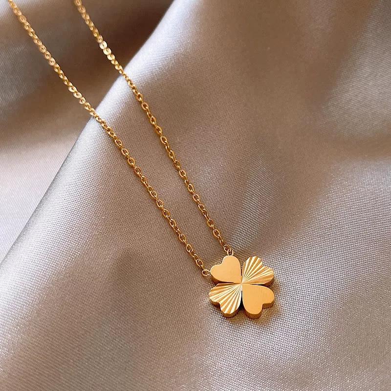 Titanium Steel Gold Brick Necklace for Women - Luxury 2025 Style, High-End Sweater and Collarbone Chain, Non-Fading.