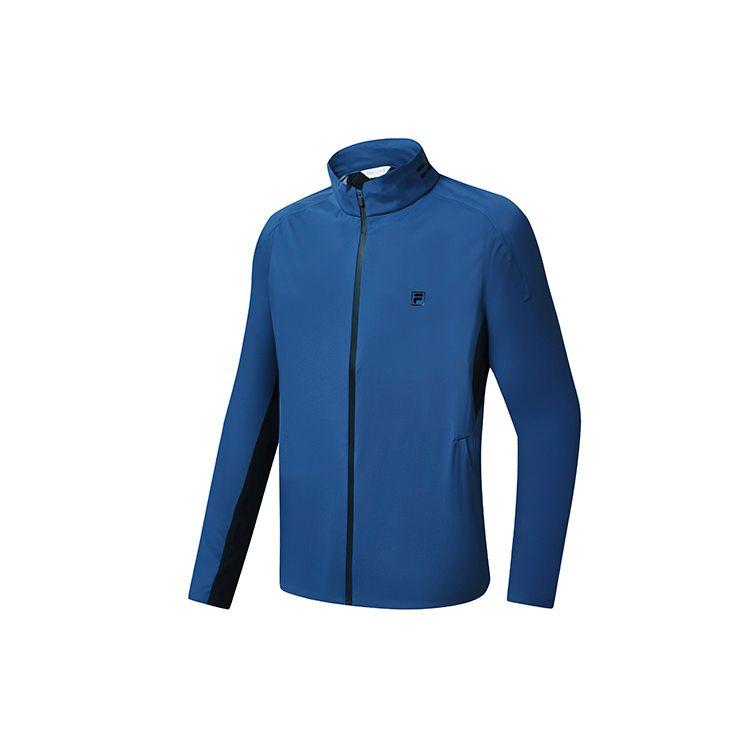 FILA Athletics Color Block Logo Golf Outdoor Casual Woven Jacket Men jackets Poseidon-Blue A11M235705F-DB L