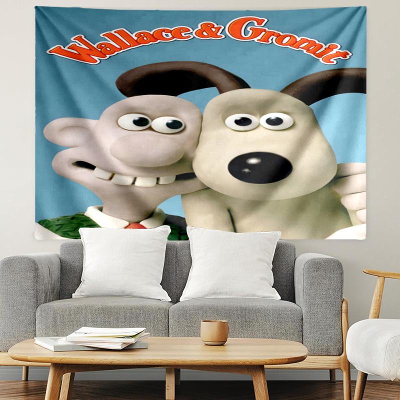 wallace & Gromit Tapestry, Wall Hanging Tapestry, Pattern Tapestry for Dorm Bedroom Living Room Wall Art Photography Backdrop