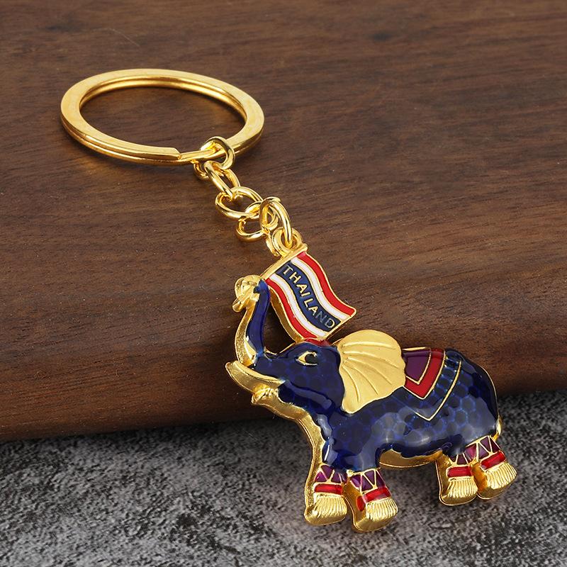 Elefante de Guerra Esmaltado Tailandia Venta Caliente Elefante con Goteo de Aceite Colgante de Llavero para Coche Pequeño Regalo
